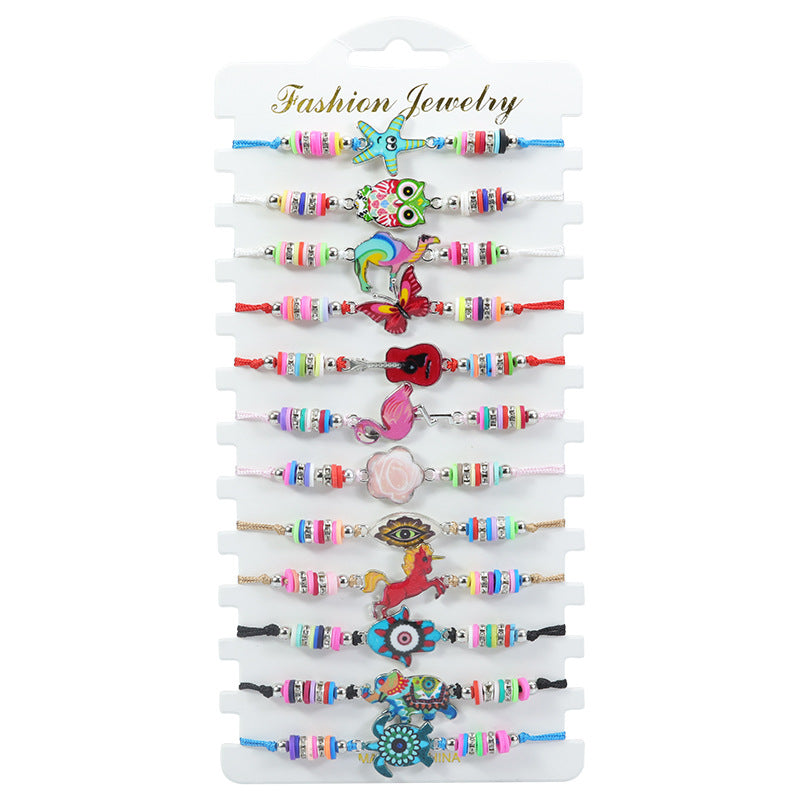 Bracelets de fête tissés avec des animaux, papillon, éléphant, tortue