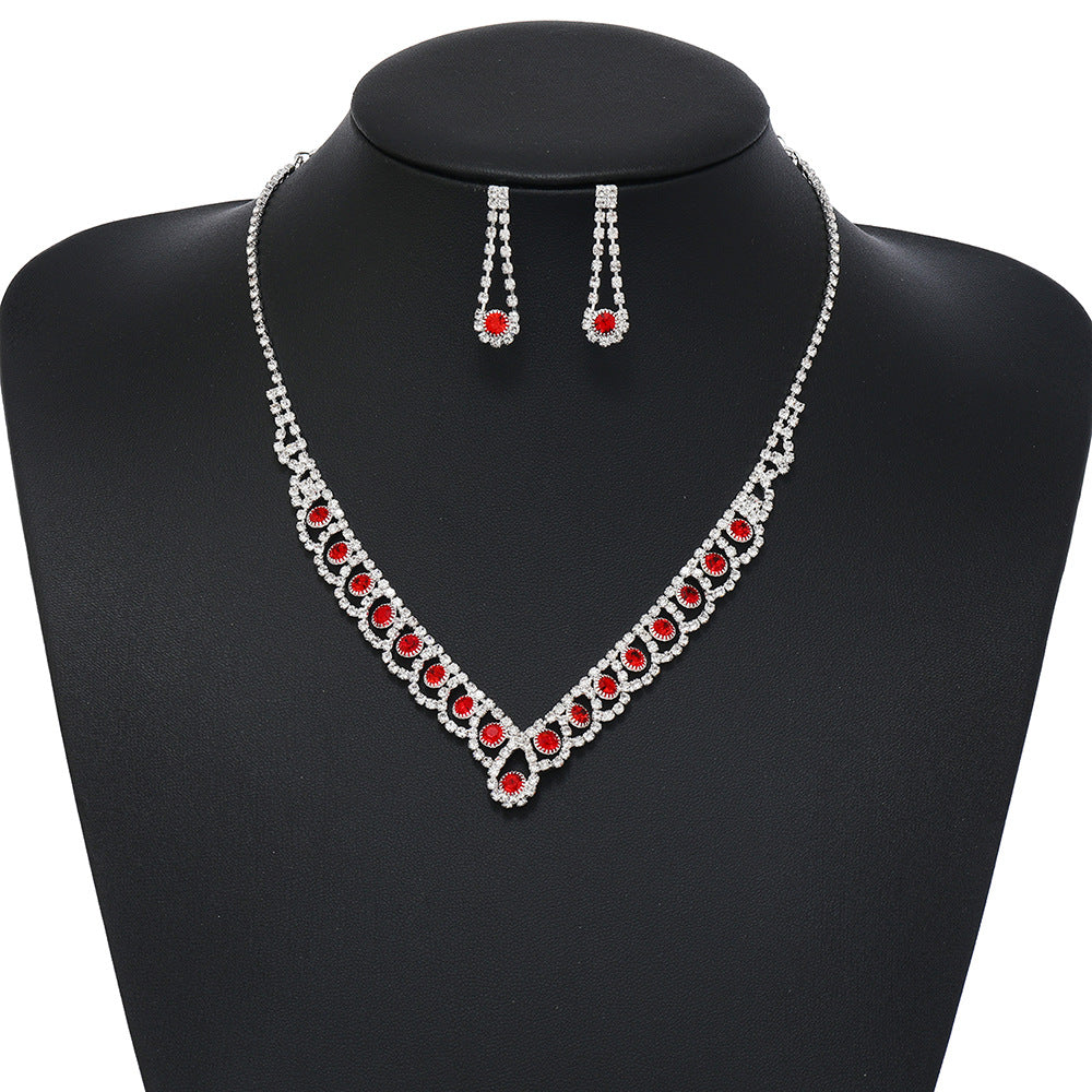 Emerald Claw Chain Rhinestone Simple Two-piece Design Bridal Necklaces