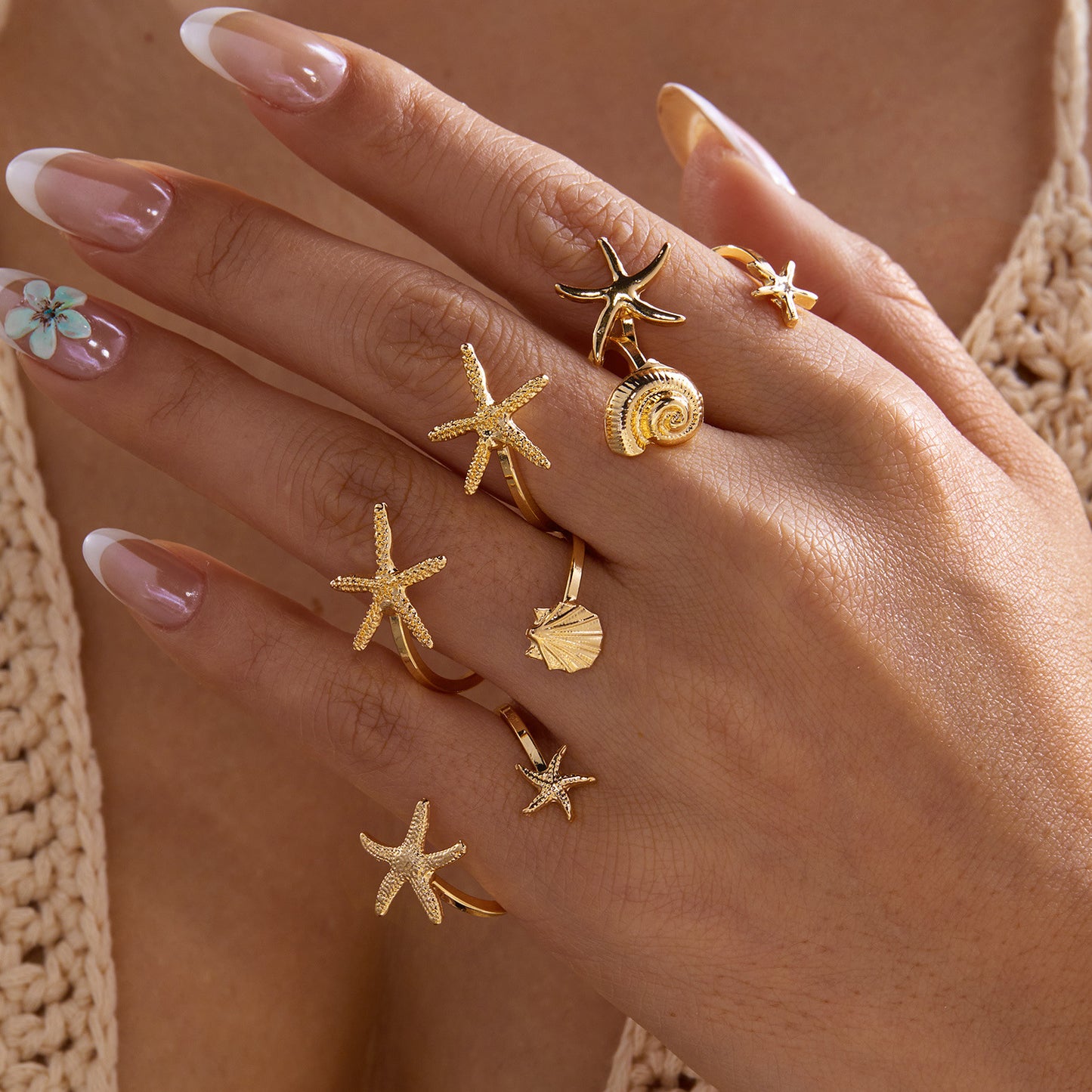 Open Pcs Seaside Vacation Style Shell Ring