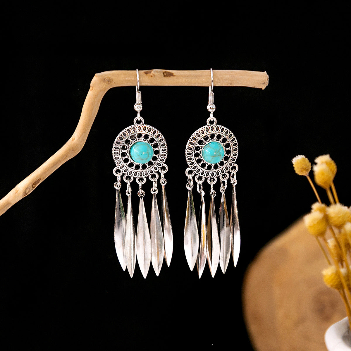 Tassel Turquoise Retro Minority Ethnic Style Earrings