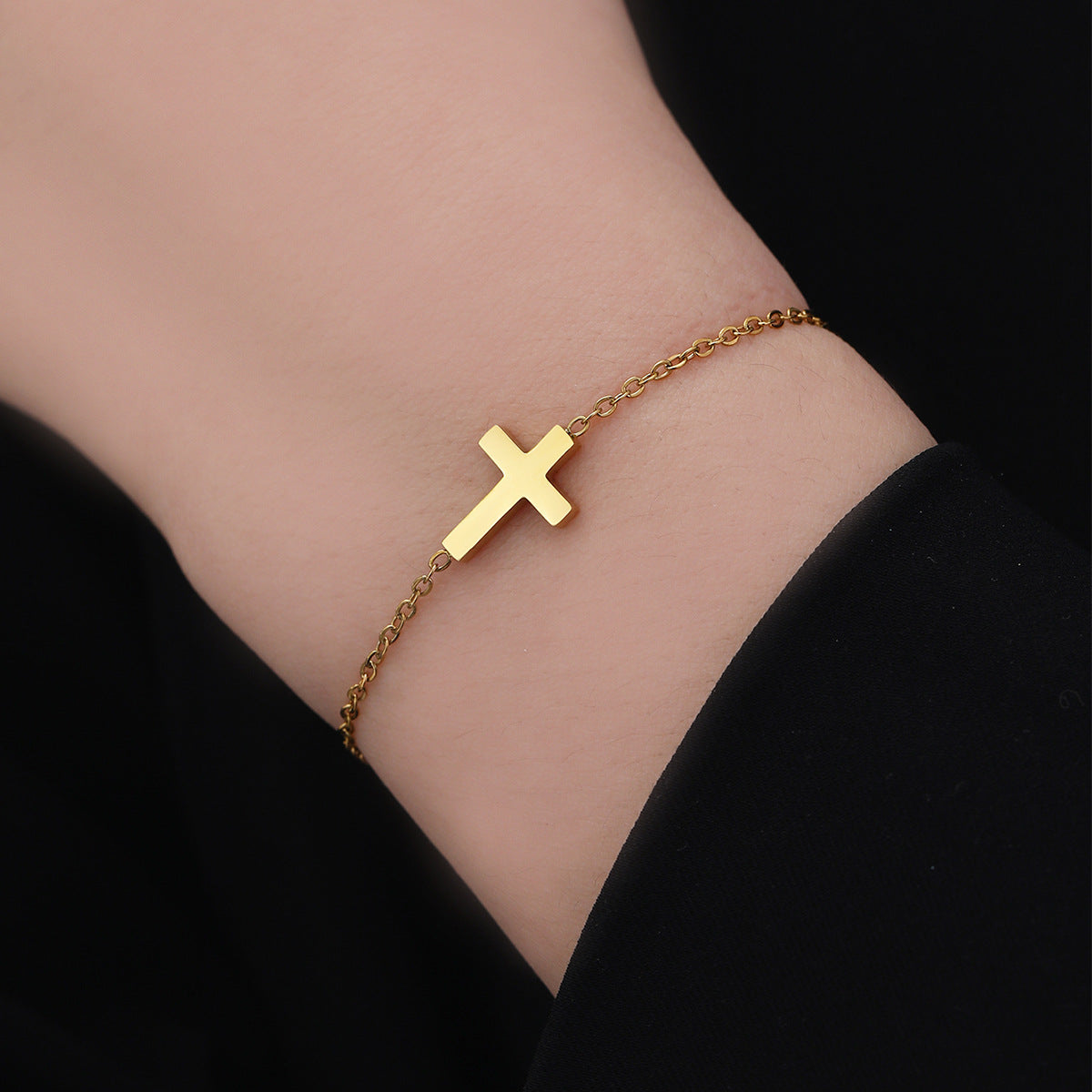 Women's Stainless Steel Cross Shelf Simple Stall Bracelets