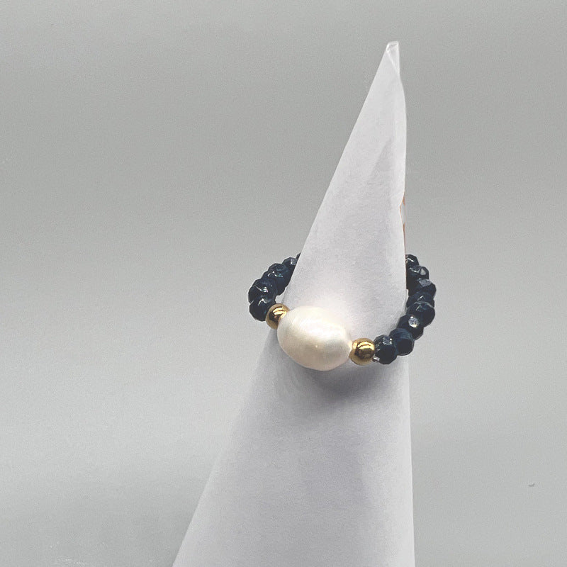Elegant Style Freshwater Pearl Colored Glaze Beaded Rings
