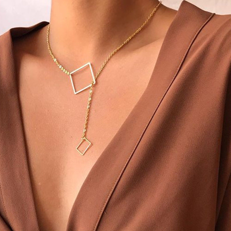 Women's Chain Creative Retro Simple Geometric Square Elegant Necklaces