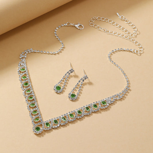 Emerald Claw Chain Rhinestone Simple Two-piece Design Bridal Necklaces
