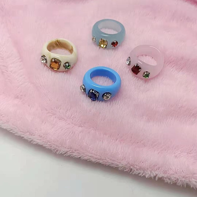 Female Resin Acrylic Jelly Color Personalized Ring
