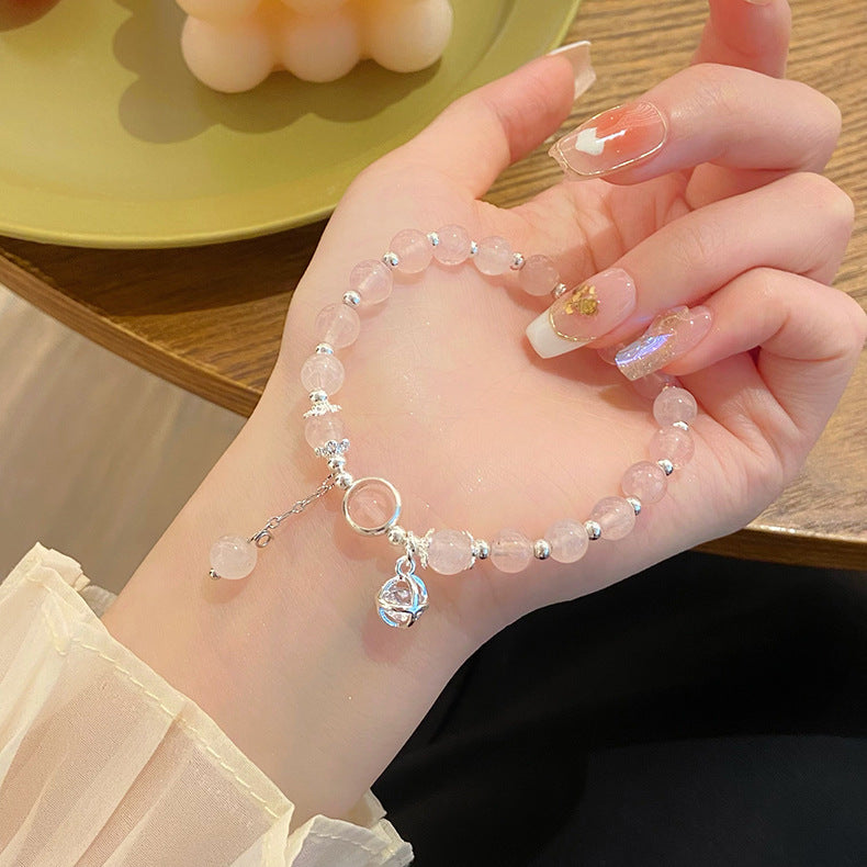 Plein de bracelets creux en cristal rose frais et doux avec cœur girly