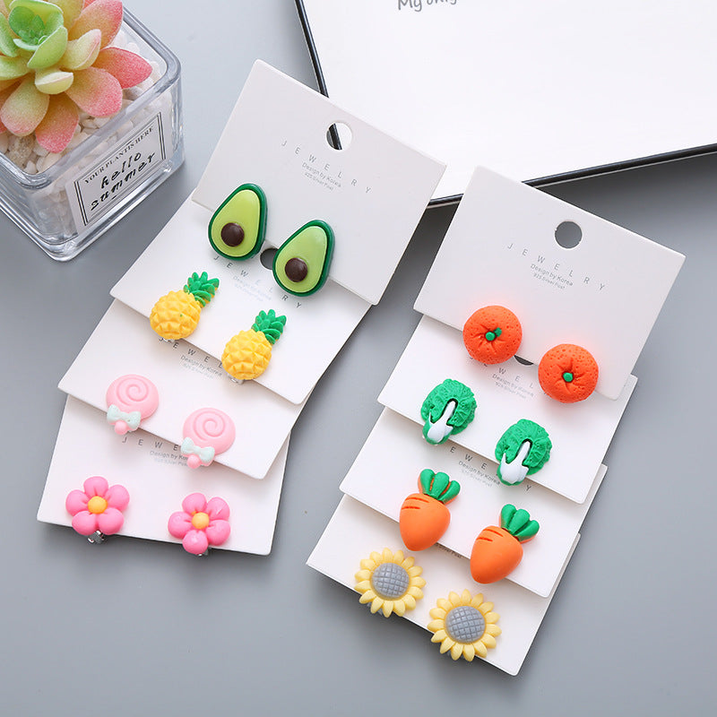 Children's Cute Vegetable Flower Korean Resin Ear Clip