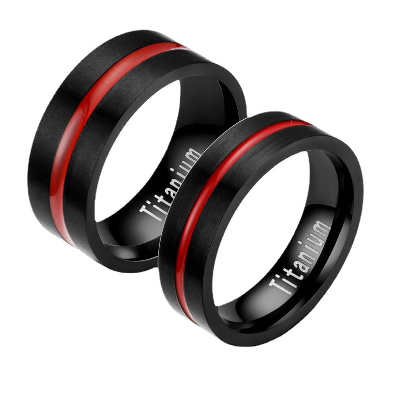 Men's Titanium Steel Black Color Fashion Couple Rings