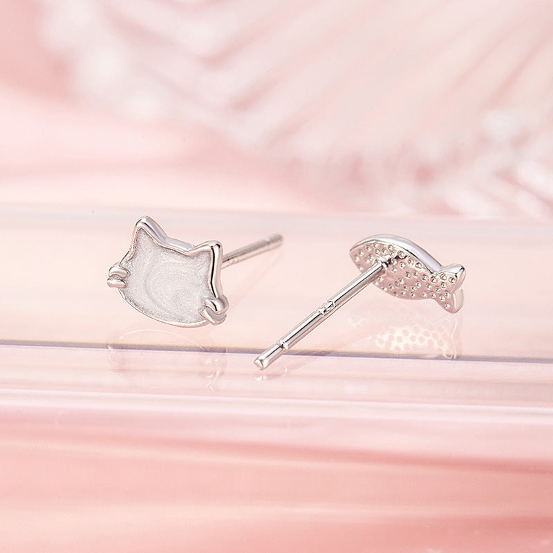 Dripping Cat Blue Fish Unique Exquisite Sweet Light Luxury Refreshing Stud Earrings