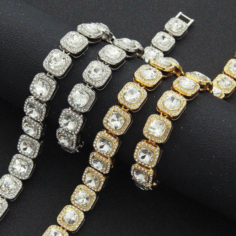 Men's Short Square Diamond Full Cuban Link Chain Necklaces