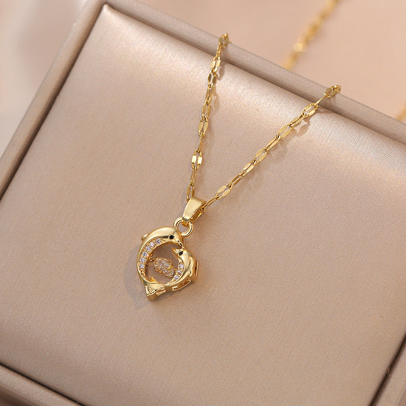 Dolphin Zircon Geometric Special Interest Light Luxury Necklaces