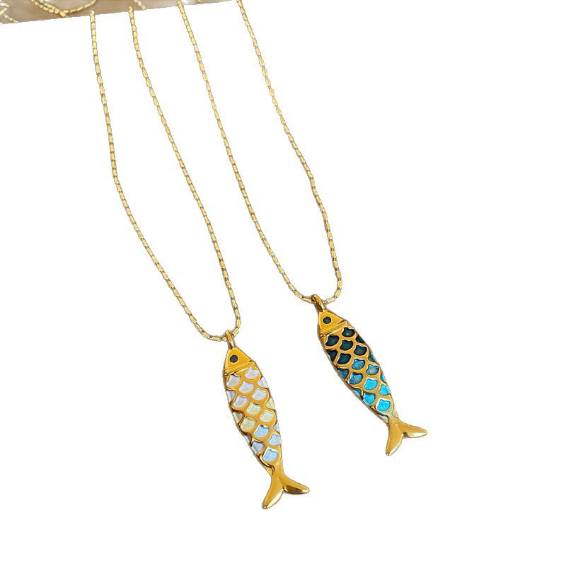 Oil Dripping Fish Personality Everyday Fashion Sweater Chain Light Luxury Necklace