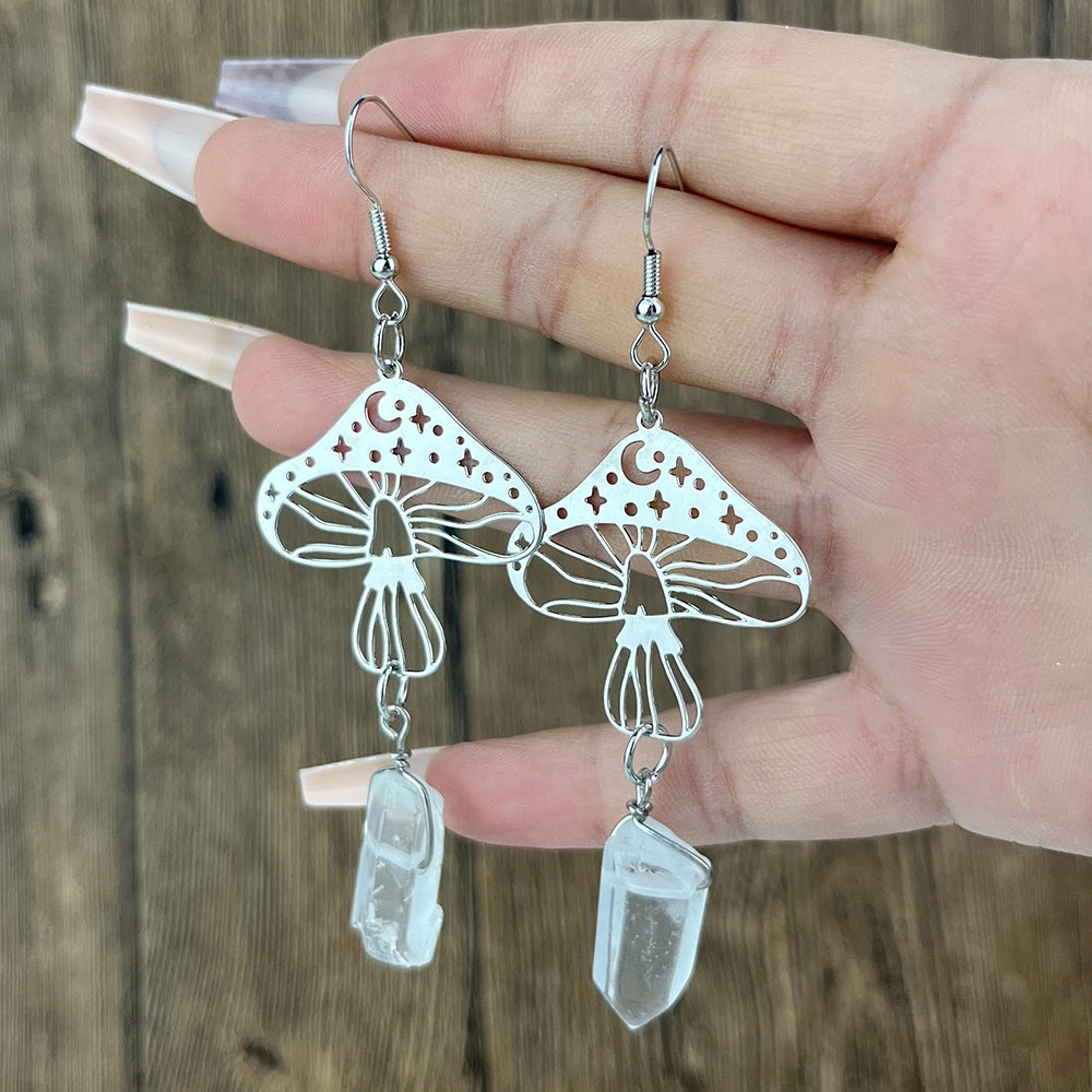 Personality Hollow Out Mushroom Flower Butterfly Earrings