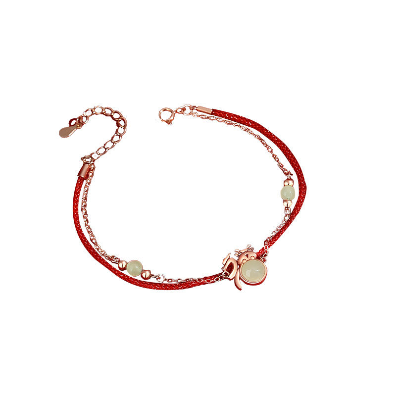 Bracelets originaux en corde rouge en argent sterling pour femme