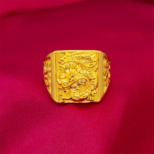 Men's Placer Gold Dragon Embossed Domineering Opening Brass Electroplated Ring