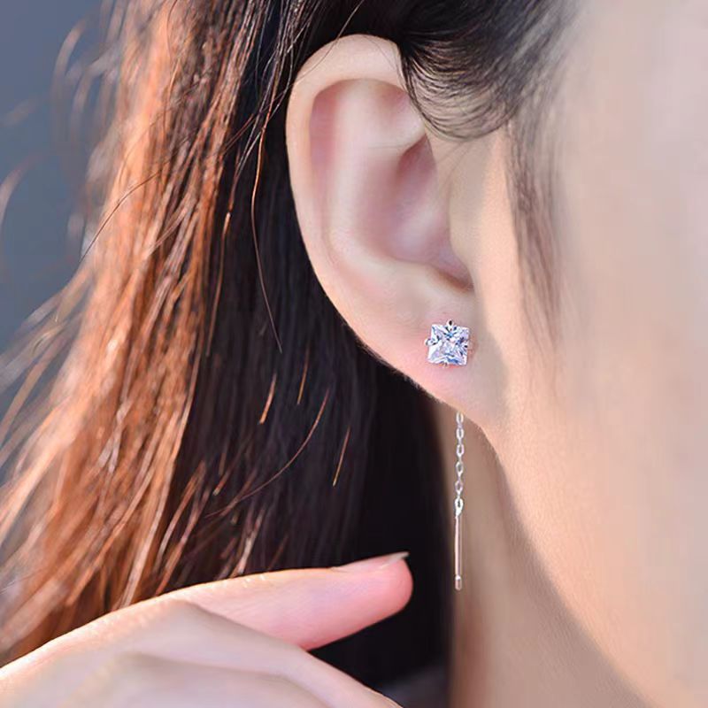 Women's Simple Zircon Light Luxury Tassel High Sense Korean Style Temperamental Earrings