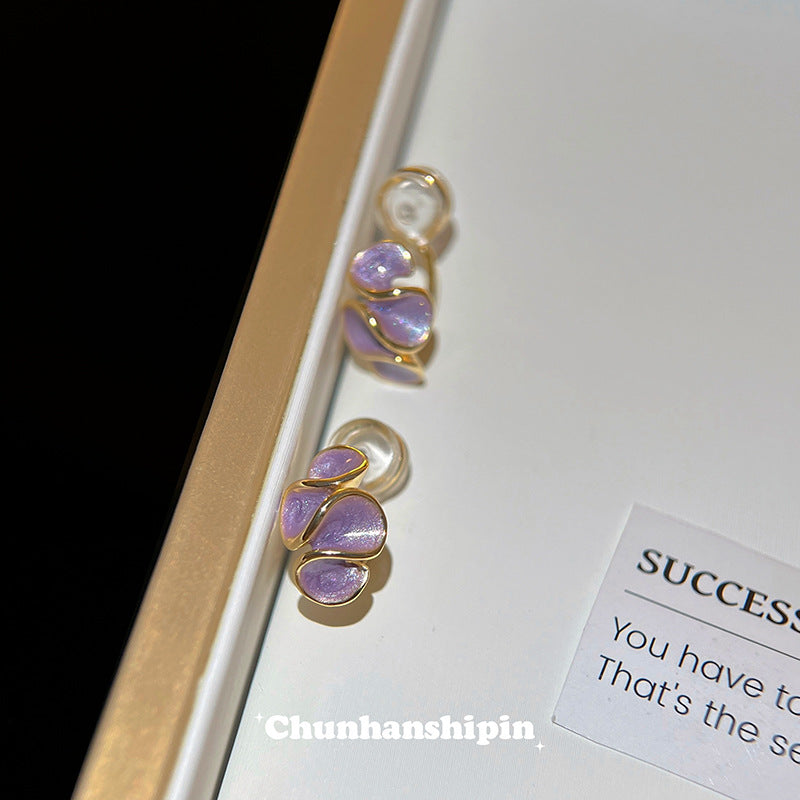 Purple Oil Dripping Silicone Female High Ear Clip