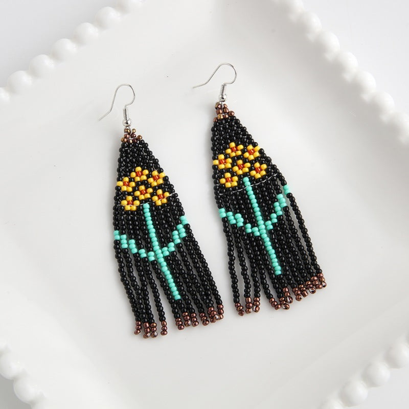 Women's Floral Tassel For Niche Personality Bohemian Rings