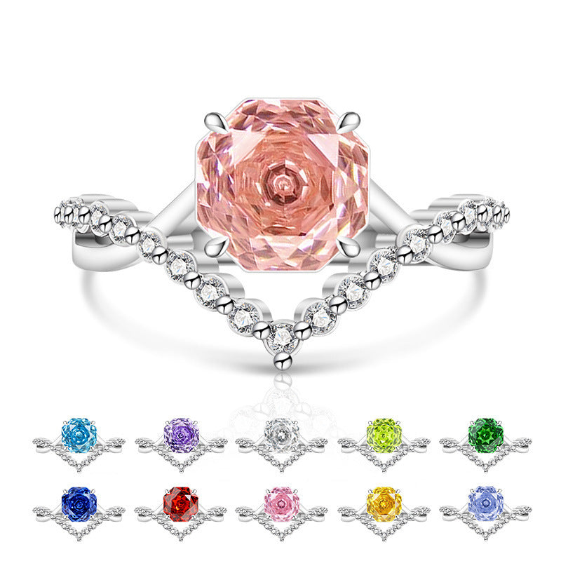 Crown Rose Cut For Love Female Super Flash High Carbon Ring
