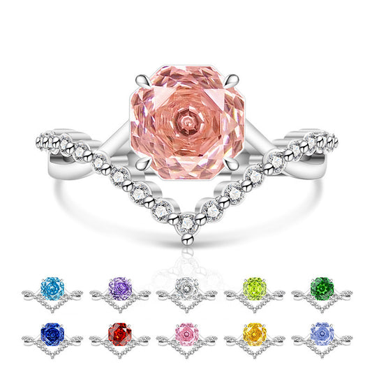 Crown Rose Cut For Love Female Super Flash High Carbon Ring