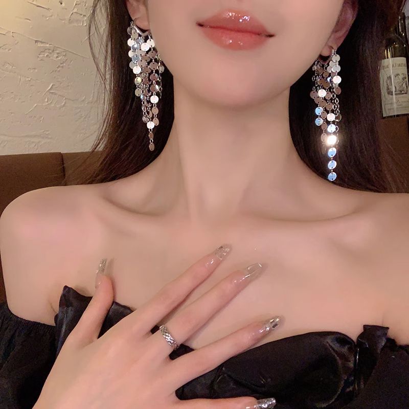 Women's Sequin Tassel Ear Clip High-grade Light Rings