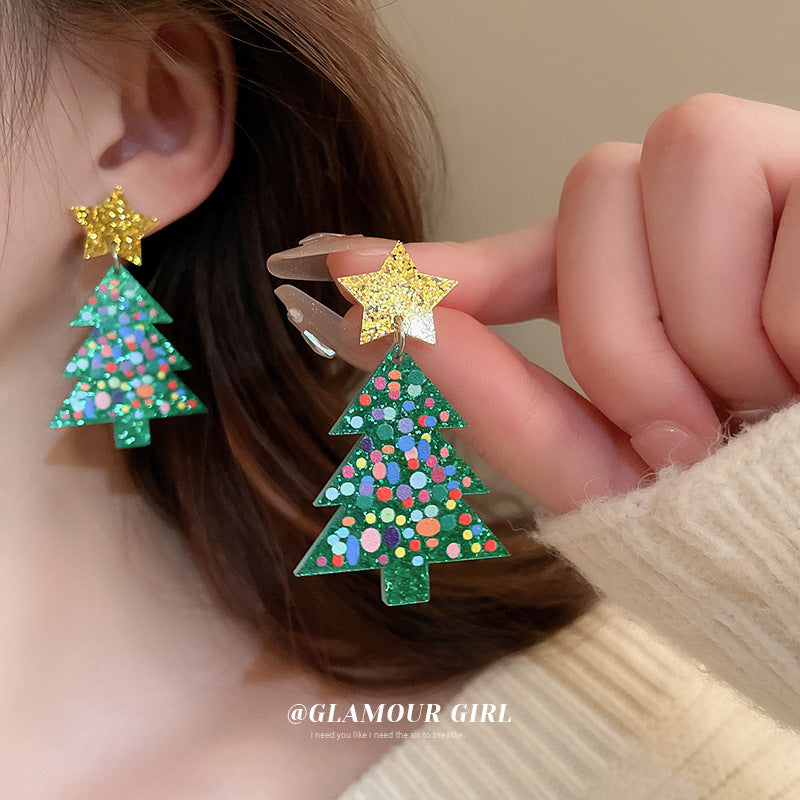 Christmas Star Sequins Niche Creative Design Earrings