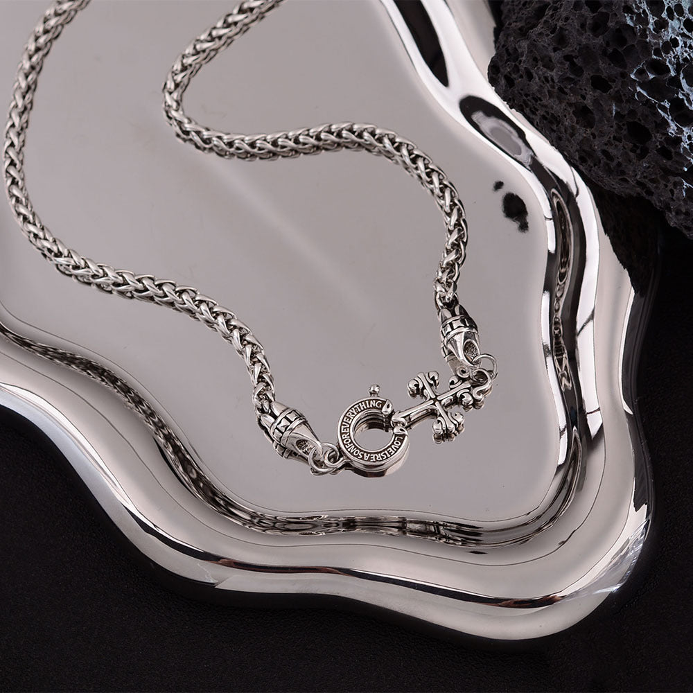 Cruciate Flower Buckle Cuban Female Light Luxury Minority Design Cross Necklace