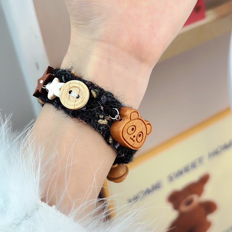 Dopamine Ebony Bear Laine tissée à la main Sweet Girly Bracelets