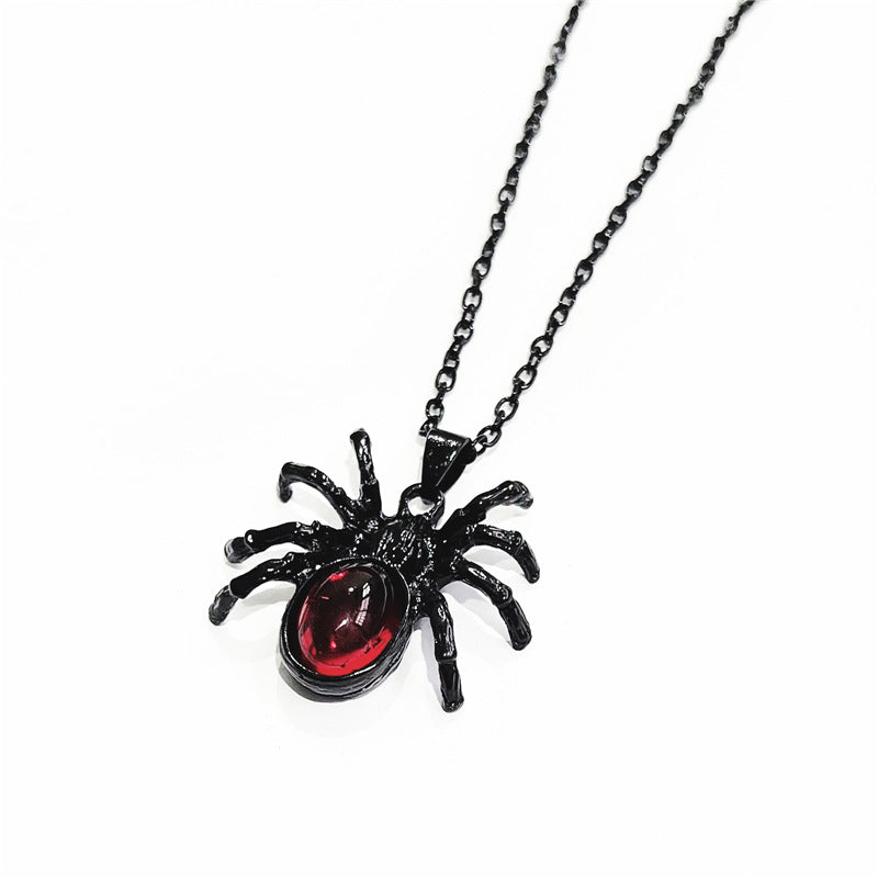 Red Crystal Cute Spider Pendant Punk Necklaces