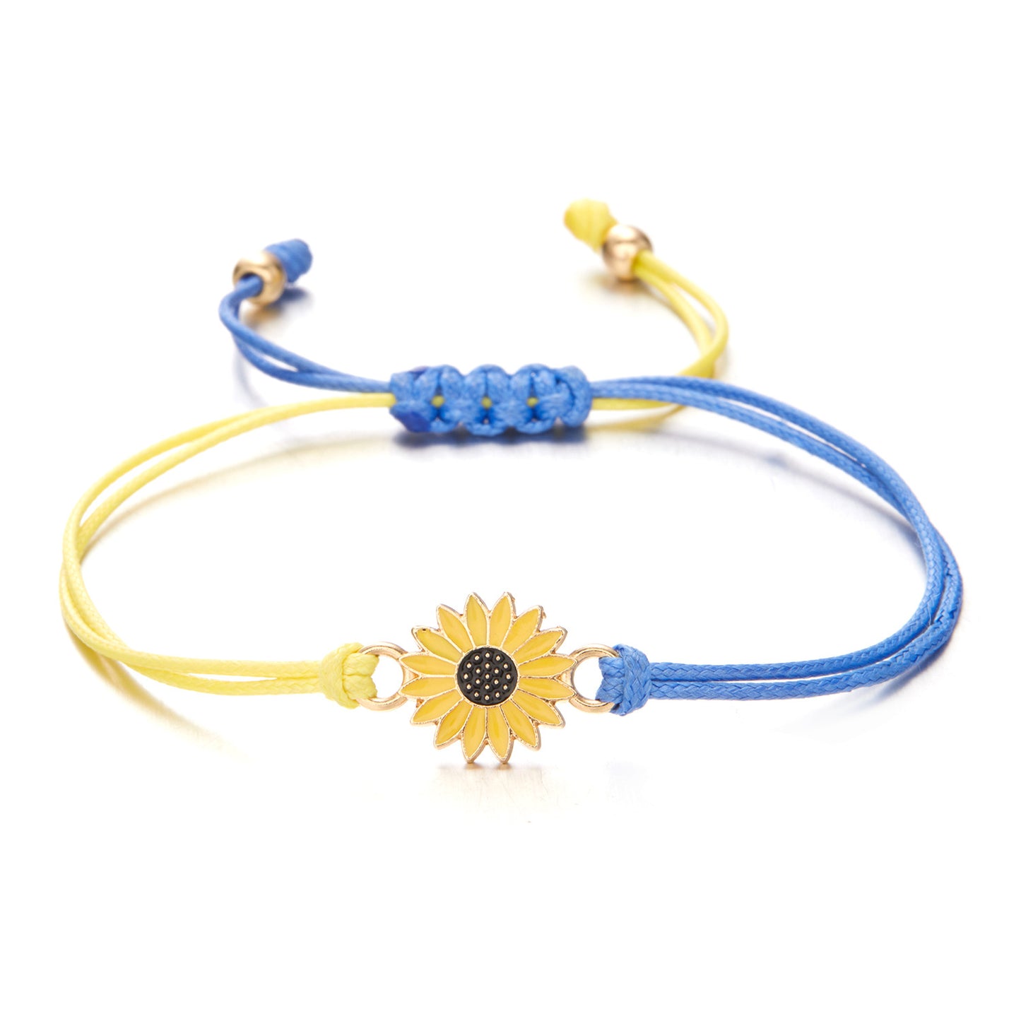 Bracelets couleur tournesol assortis et réglables jaune bleu pour femmes et hommes