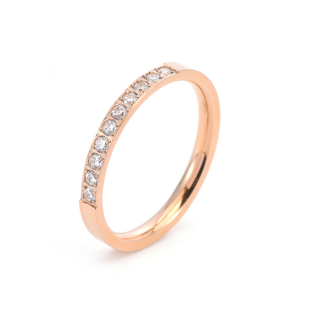 Style Light Luxury Titanium Steel Female Temperamental Minority Diamond Ring