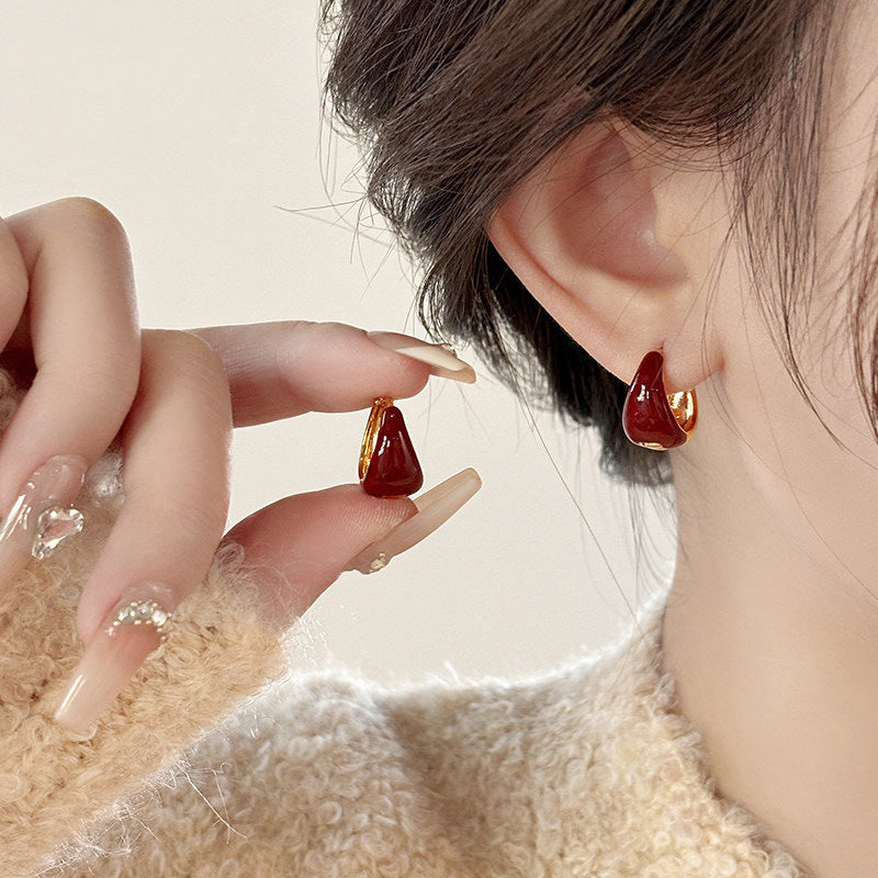 Women's Vintage Red Clip Light Luxury Temperament Rings