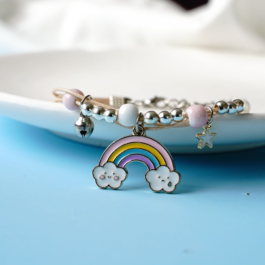 Damen-Armbänder aus gewebter Keramik mit Regenbogen-Cartoon-Schmuck und Freundinnen