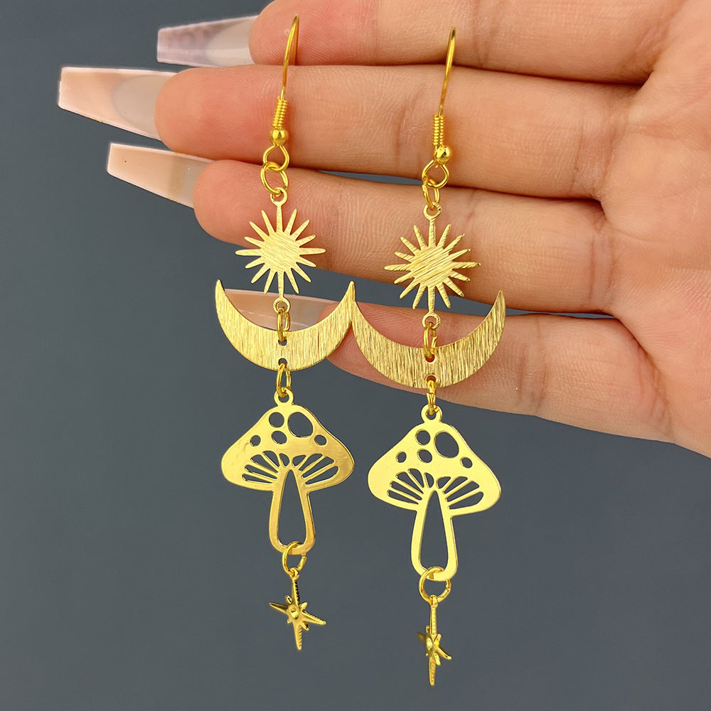 Personality Hollow Out Mushroom Flower Butterfly Earrings