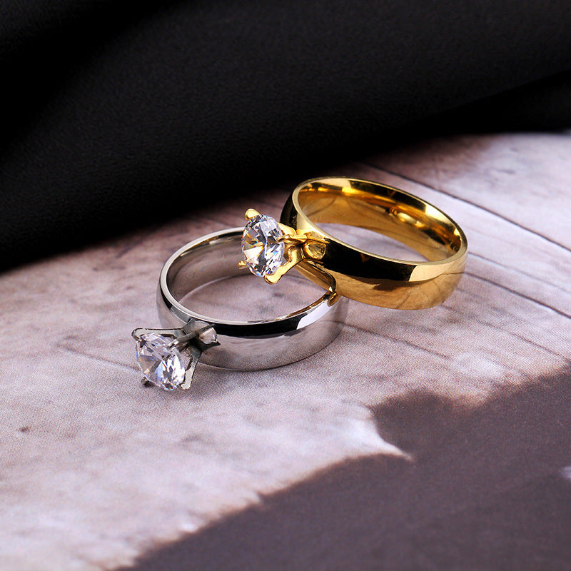 Simple Titanium Steel Glossy Comfortable Inside Outside Ring