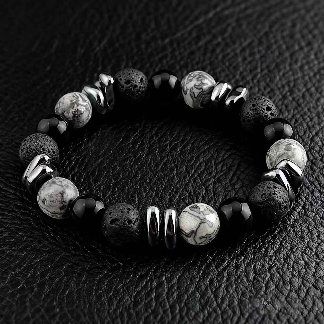 Stone Male Green Stripes Agate Beads Bracelets