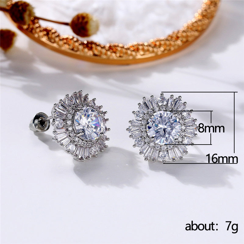 Luxury Full Rhinestone Zircon Snowflake The Earrings