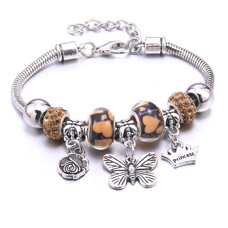 Women's Grid Popular Adjustable Crystal Love Butterfly Bracelets