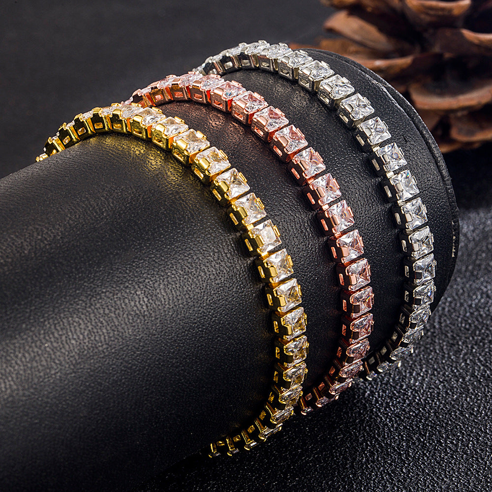 Men's Geometric Full Rhinestone Zircon Female Simulation Bracelets