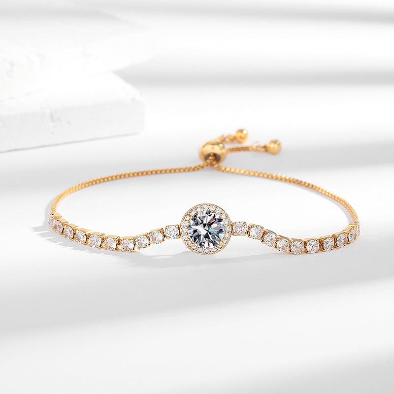 Women's Minority French Pull-out 2 Karat Round Bag Zircon Personalized Fresh Bracelets