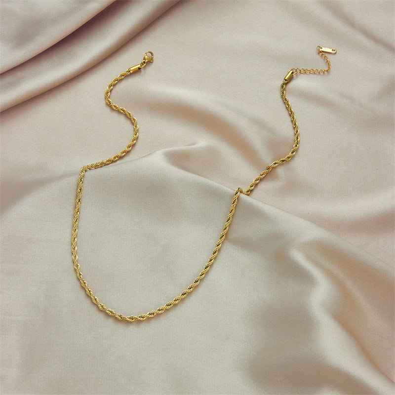 Fashion Vintage Metal Hip Hop Punk Gold-plated Titanium Steel Necklaces