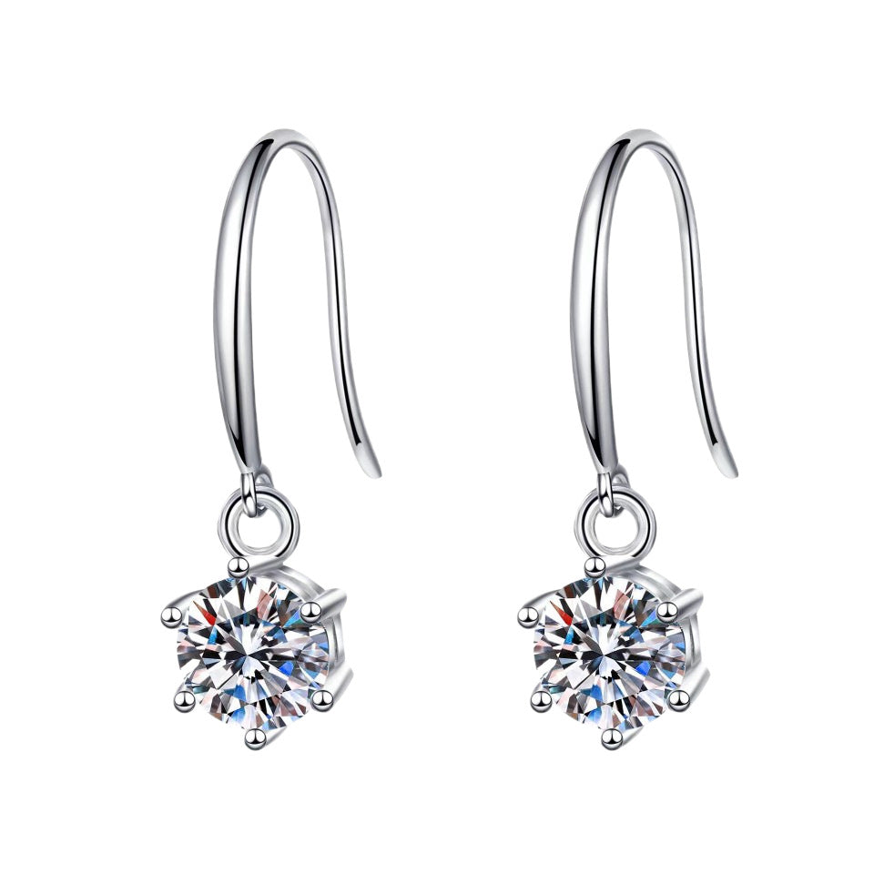 Women's Studded With Zircon White Gold Color Round Rhinestone Elegant Petite Earrings