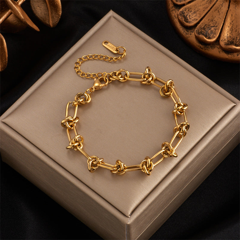 Fashion Vintage Metal Hip Hop Punk Gold-plated Titanium Steel Necklaces
