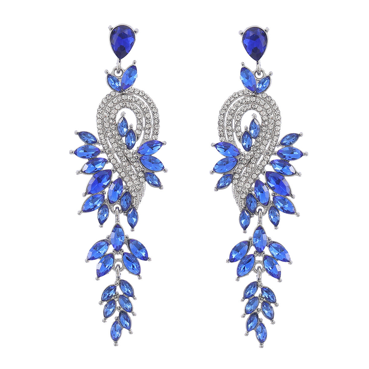 Design Alloy Diamond Rhinestone Geometric Leaves Earrings