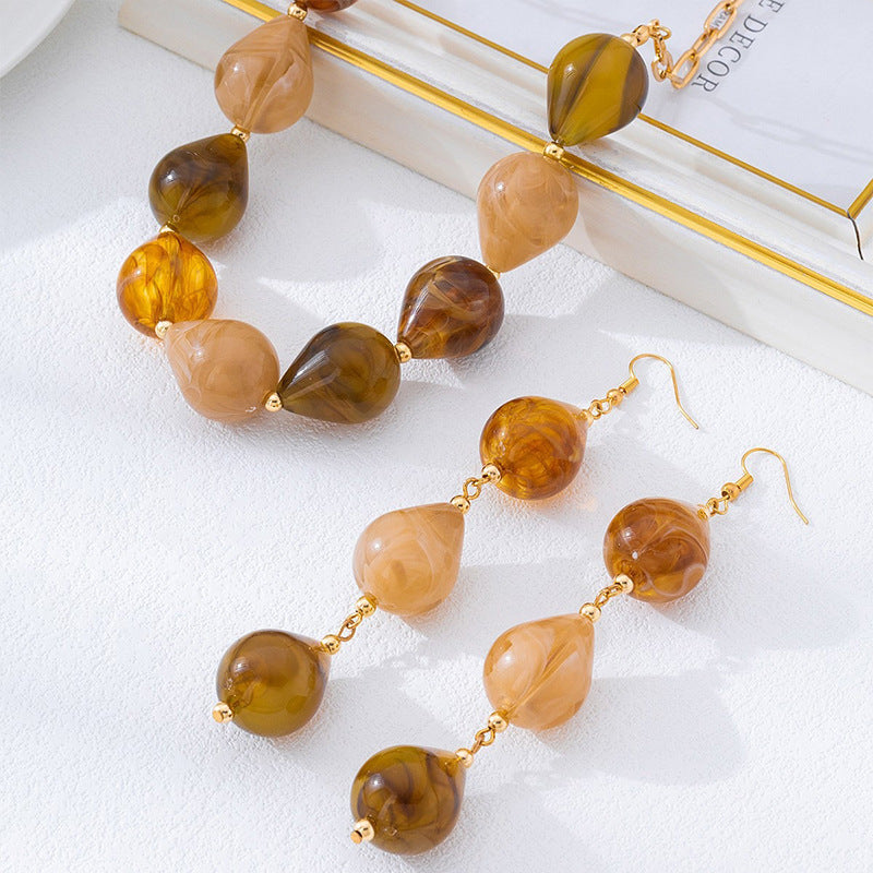 Retro Vacation Style Two-color Acrylic Water Necklace