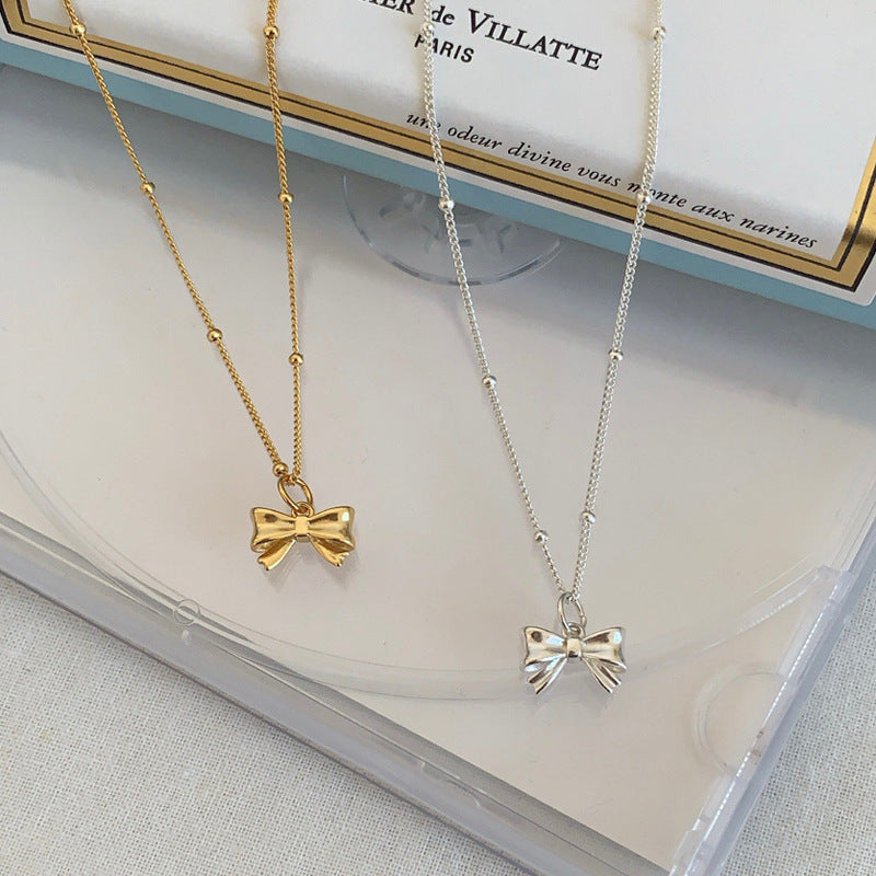 Nœud de perles princesse pour femmes, colliers en acier titane à la mode simples
