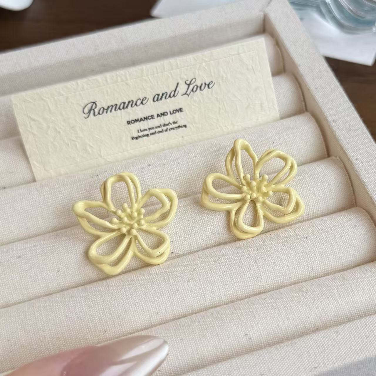 Yellow Macaron Flower Female Sweet Fresh Earrings