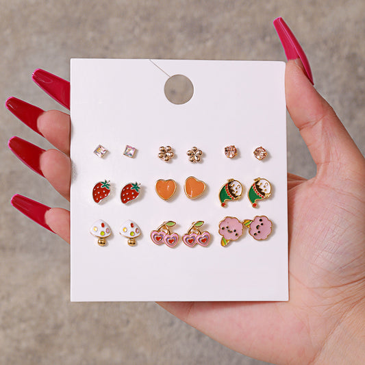 Women's & Children's & Love Strawberry Cherry Ice Cream Earrings