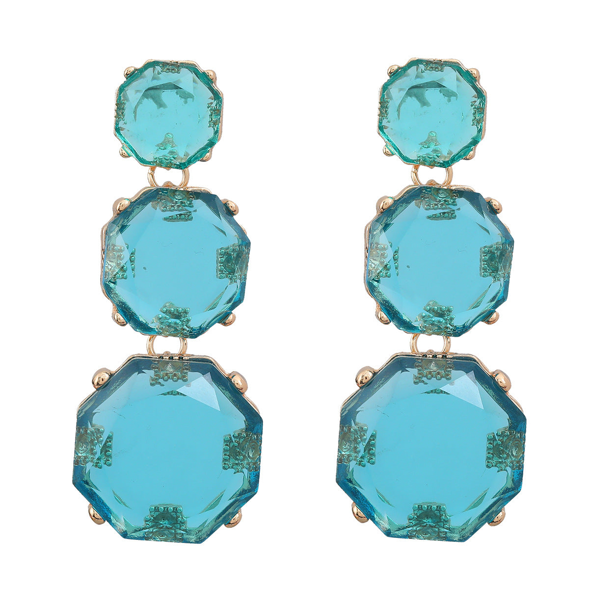 Resin Female Octagonal Long Geometric Exaggerated Earrings