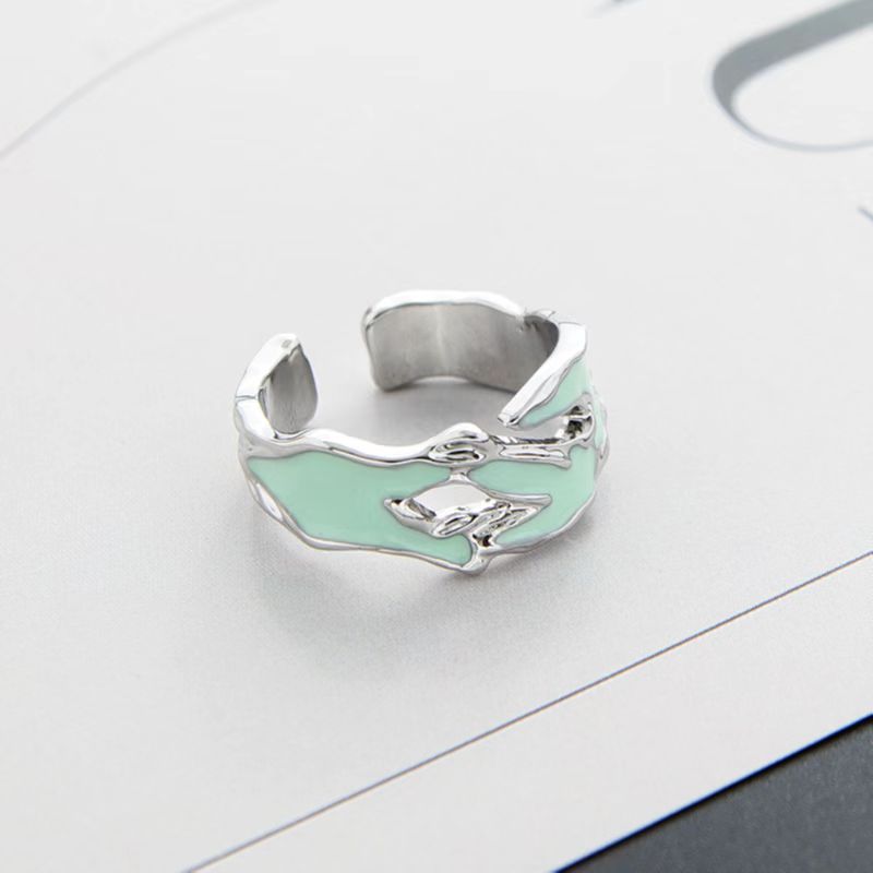 Design National Fashion Mint Green Open Drip Rings